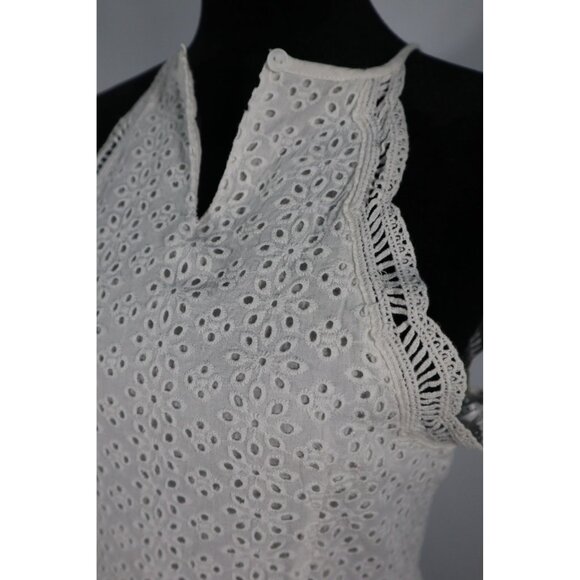 Lulus White Eyelet Lace Peplum Top Sleeveless Halter Style Size S 100%‎ Cotton - Picture 4 of 10